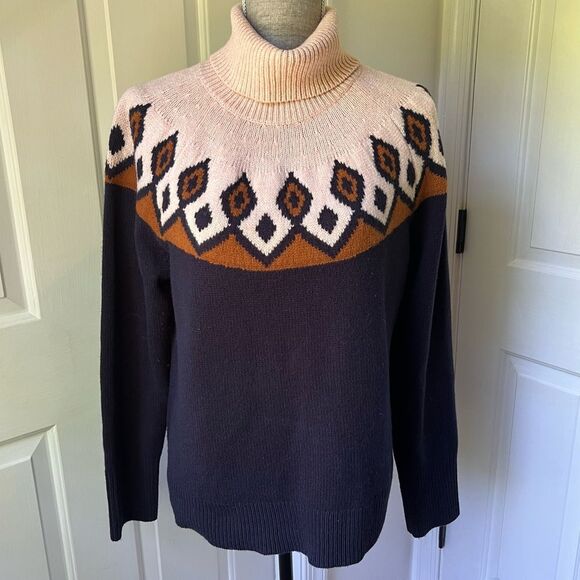 J. Crew Sweaters - Jcrew Intarsia Knit Merino Turtleneck Size XL